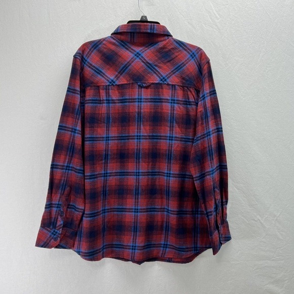 Hurley Shirt Mens LARGE Red & Blue Plaid Flannel Button Up Front Pockets Logo - Picture 7 of 15